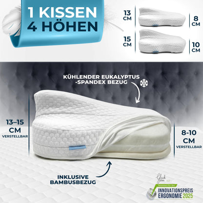 Glückstoff Ergonomisches Nackenkissen aus Memory Foam, Allrounder