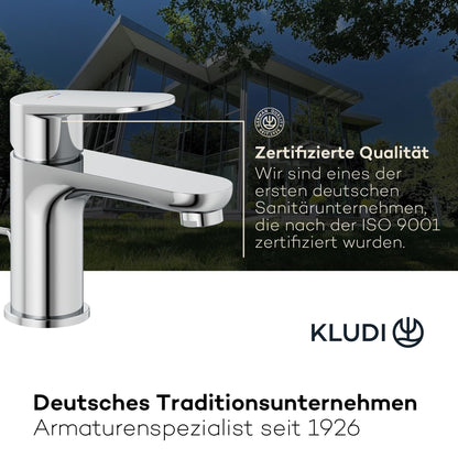 Kludi X1 Waschtischarmatur mit Zugstangen-Ablauf, Chrom, Grösse S