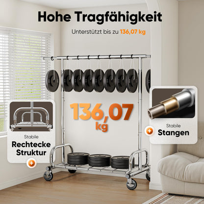 HOKEEPER Kleiderständer auf Rollen, Schwerlast, 136 kg Tragkraft
