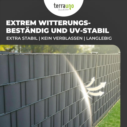 TerraUno Nachhaltige Sichtschutzstreifen - Doppelstab Anthrazit 26m