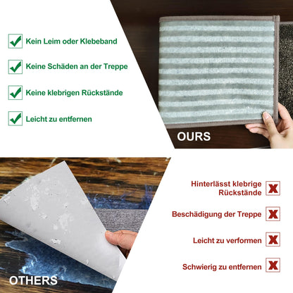 BEQHAUSE Stufenmatten rutschfest Set – 15 Stk. Braun 22x70cm