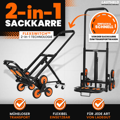 LASTHELD 2-in-1 Sackkarre Transportwagen Treppensteiger 150 kg