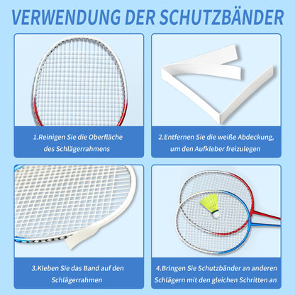 Crafteel Badminton-Set: 4 Schläger, 4 Federbälle und Tragetasche