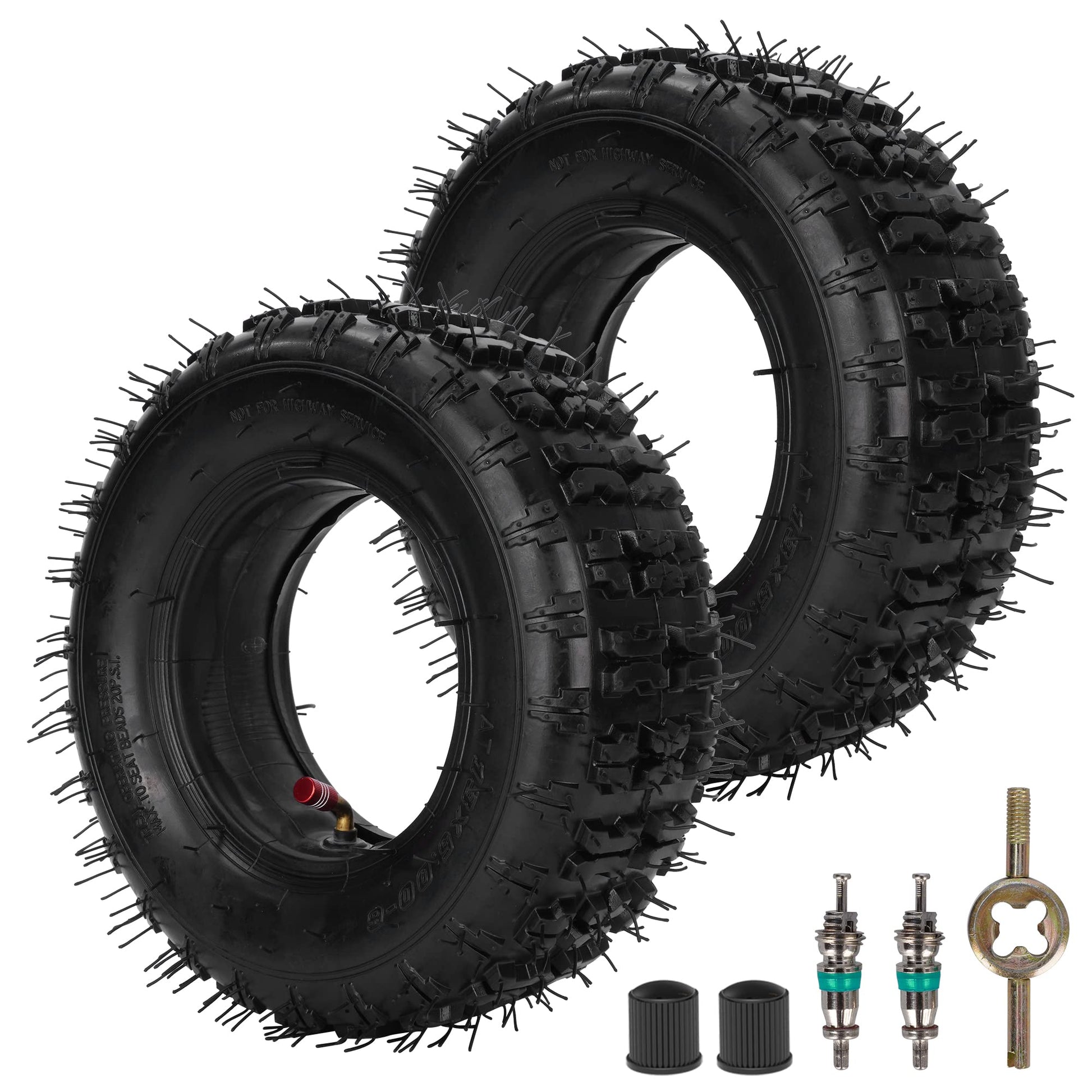 RUTU 13x5.00-6 Reifen Schlauch Set TR87 Ventil 2er-Pack: Schwarze Luftreifen mit Schlauch für Rasenmäher oder Sackkarren zur Traktion.