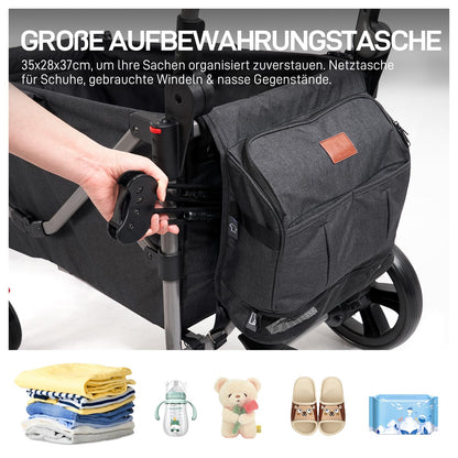 EVER ADVANCED Bollerwagen faltbar für 2 Kinder mit Dach
