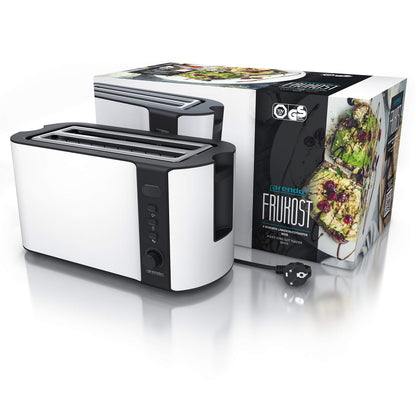 Arendo Frukost Langschlitz-Toaster 4 Scheiben Edelstahl weiss matt