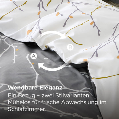 BEDSURE Bettwäsche Set Baumwolle 4teilig, Grau, 135x200 cm