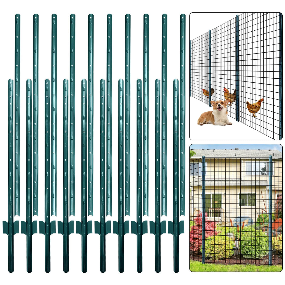 Thealyn U-Pfosten Set 10 Stück 213 cm Zaunpfosten verzinkter Stahl, U-Form, für Gartenzäune