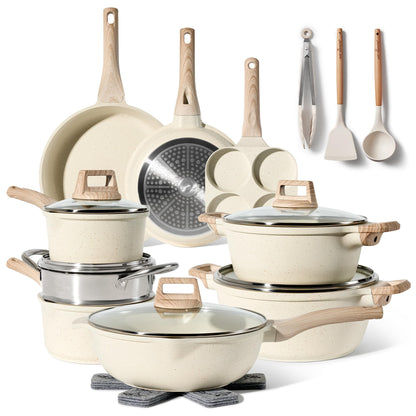 JUST PERFECTO Induktions Topset – 21-teilig PTFE/PFOA-frei Kochgeschirr. Schwarzes Induktions-Set zum Kochen.