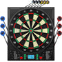 Mejasg Elektronische Dartscheibe – Deutsche Stimme, LCD: Runde, schwarze Dartscheibe mit LCD. Ermöglicht elektronisches Dartspiel und Punktezählung.