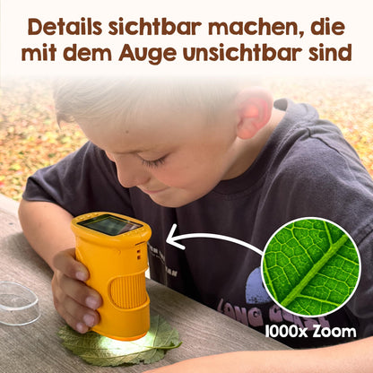 Edubini Digitales Mikroskop für Kinder, 1000-fach, mit HD-Bildschirm