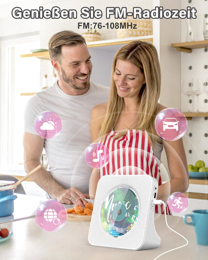 Greadio CD-Player tragbar mit Bluetooth, FM-Radio und Fernbedienung