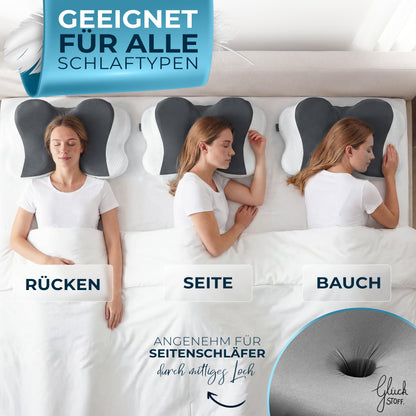 Glückstoff Ergonomisches Nackenkissen aus Memory Foam, Grau