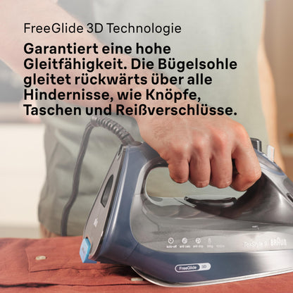 Braun TexStyle 9 SI9682 DB Dampfbügeleisen, FreeGlide 3D, dunkelblau