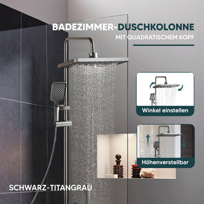 INEX EUROPA Quadratische Regendusche mit Armatur Edelstahl