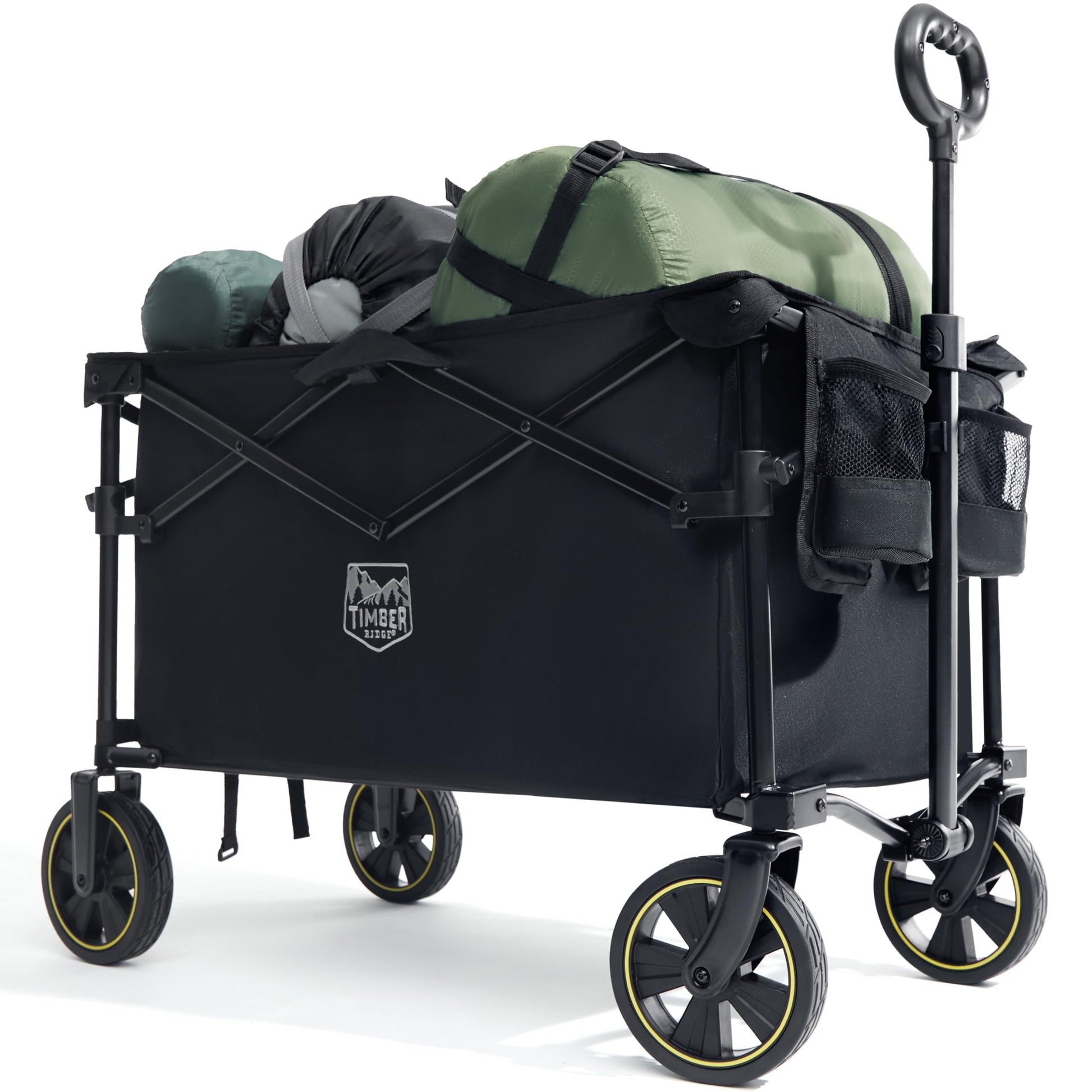 TIMBER RIDGE Faltbarer Bollerwagen Gartenwagen All-Terrain 200L. Robuster, zusammenklappbarer Transportwagen mit geländegängigen Rädern für schwere Lasten in Garten und Gelände.