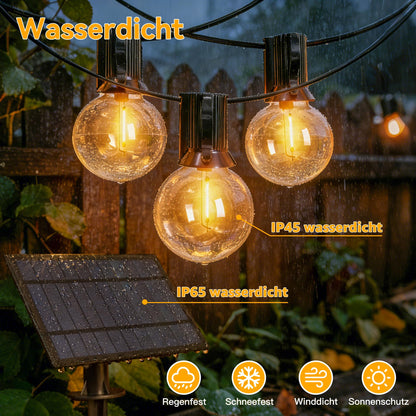 Hopexy Solar Lichterkette aussen 30 m, 52 G40 LED, IP65, Fernbedienung