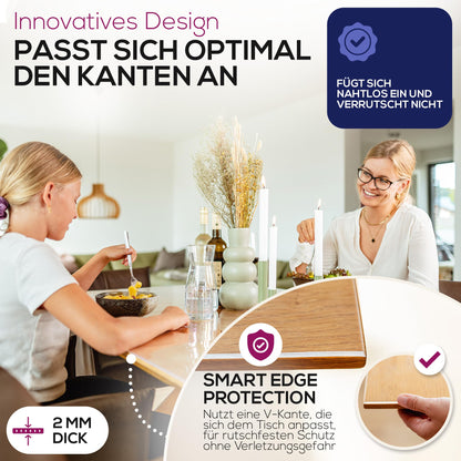BEAUTEX Tischdecke transparent 2 mm, abgeschrägte Kante, 80x140 cm