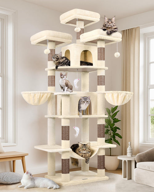 Globlazer Kratzbaum F80 XXL, 204 cm hoch, Beige, für 3-5 Katzen