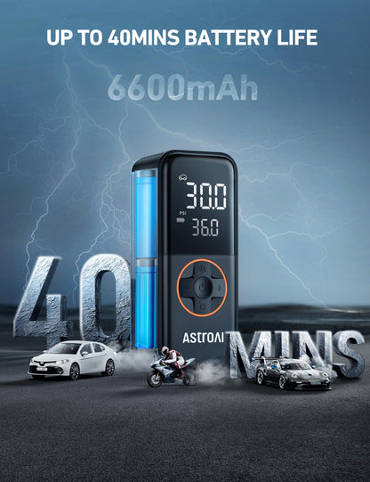 AstroAI Elektrische Luftpumpe AIRUN L4, Akku 6600 mAh, 10,3 bar