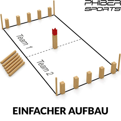 PHIBER-SPORTS Kubb Wikinger Spiel aus Gummibaumholz mit Tragetasche