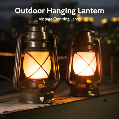 KINGLEAD Vintage LED Laterne mit Flammeneffekt, USB, IP44, 2er-Set