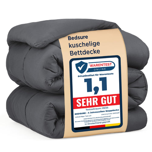 BEDSURE Bettdecke 135x200 cm, Ganzjahresdecke für Allergiker, Grau