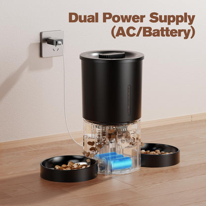 AONBOY Futterautomat Doppelnapf Katze WiFi - 5L Schwarz