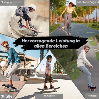 BELEEV Skateboard 78,7 x 20,3 cm, kanadisches Ahorn, mit Skate-Tool