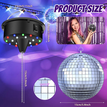 YCCOKJJ Discokugel 15,2 cm mit rotierendem Motor und LED-Beleuchtung