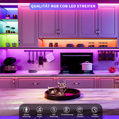 OULARA RGB COB LED Streifen 6m WLAN dimmbar DC24V für Smart Home