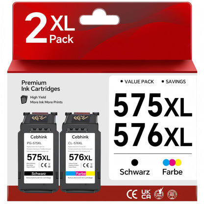 Cebhink PG-575 CL-576 XL Tintenpatronen kompatibel für Canon Pixma, Multipack mit Schwarz- und Colorpatrone