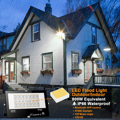 Smart RGB LED Fluter 80W Aussen Bluetooth – 2er Set IP66