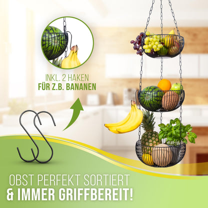 BS Obstkorb hängend – Hängekorb für Obst und Gemüse, schwarz