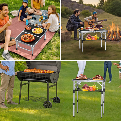 Anbte Campingtisch klappbar 60x40cm, höhenverstellbar, schwarz