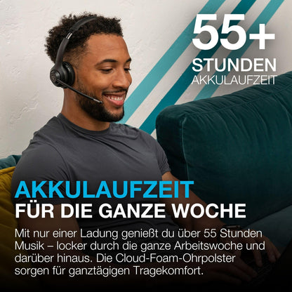 JLab Go Work 2nd Gen Bluetooth Headset mit Mikrofon & USB-C-Dongle