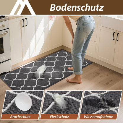 COSY HOMEER Küchenläufer rutschfest waschbar, 60 x 180 cm, Grau