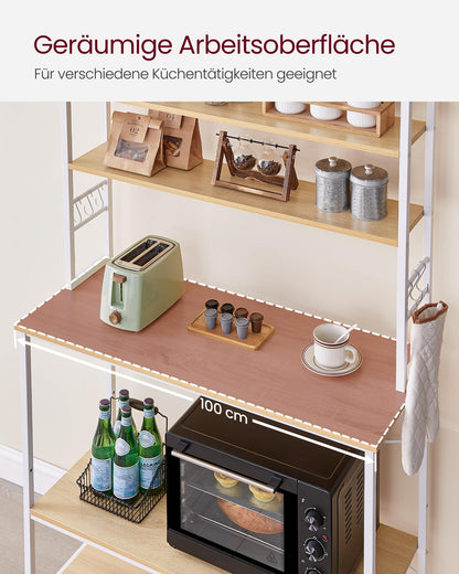 VASAGLE KKS039Y09 Küchenregal - Goldeiche-Wolkenweiss