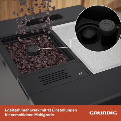 GRUNDIG KVA 6230 Kaffeevollautomat mit Milchaufschäumdüse – Schwarz