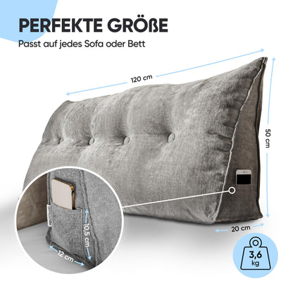 Björn&Schiller Rückenkissen Lesekissen - Grau 120 cm
