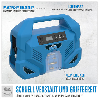 Güde Kompressor Airpower Dual Drive 12/230V, 150 W, 8 bar, 5-tlg.