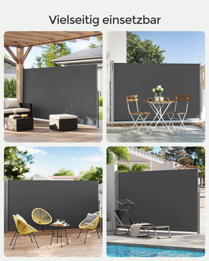 SONGMICS Seitenmarkise GSA160G, ausziehbar, 160 x 300 cm, anthrazit