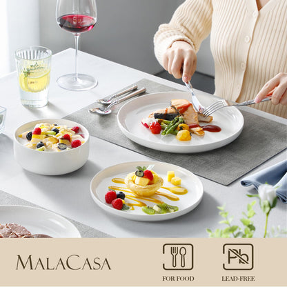 MALACASA LUNA Tafelservice 18-tlg - Weiss Porzellan