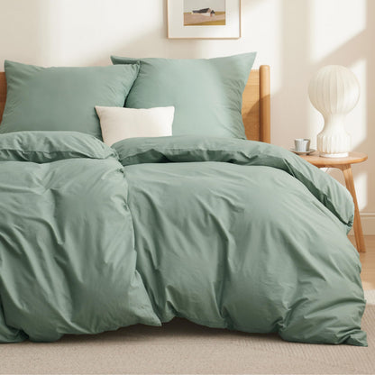 BEDSURE Bettwäsche Set 135x200 cm Baumwolle, Salbeigrün, 4-teilig