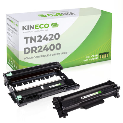 Kineco Toner und Trommel kompatibel mit Brother TN-2420 / DR-2400, Set aus Toner und Trommeleinheit