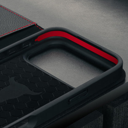 TORRO Echtleder-Klapphülle für iPhone 17 Pro, Standfunktion, Schwarz