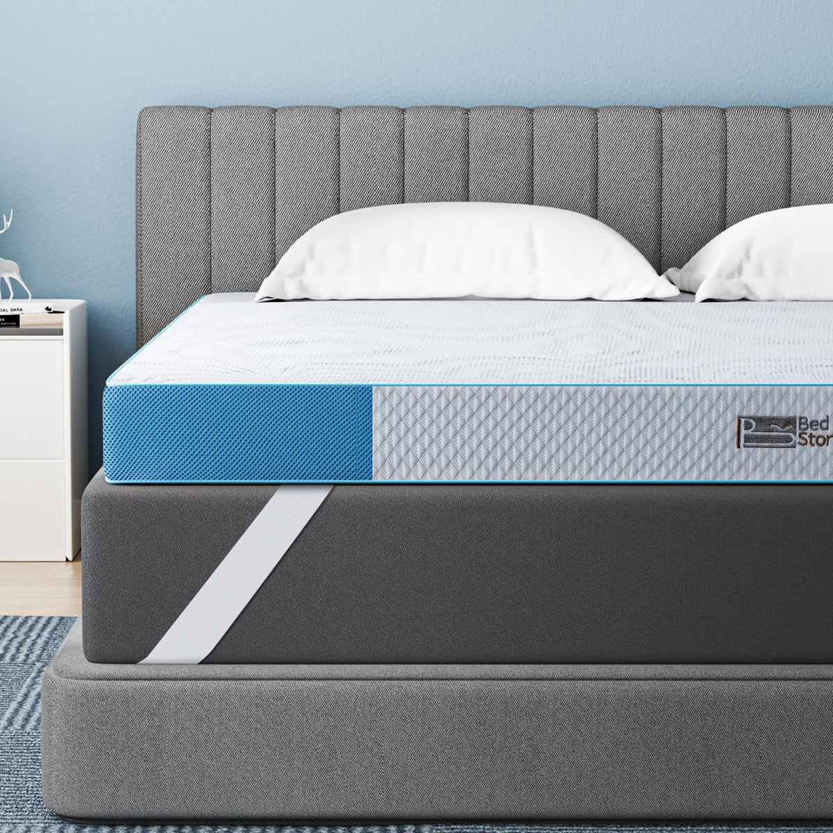 BedStory Gelschaum Matratzentopper 180x200 cm, 10 cm, H3 & H4 mit Kaltschaumkern für Bett und Boxspringbett