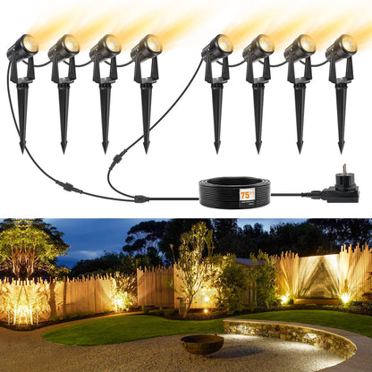 NIORSUN LED Gartenstrahler 8er-Set, warmweiss 3000K, IP67 – acht kompakte Strahler mit verstellbarem Kopf