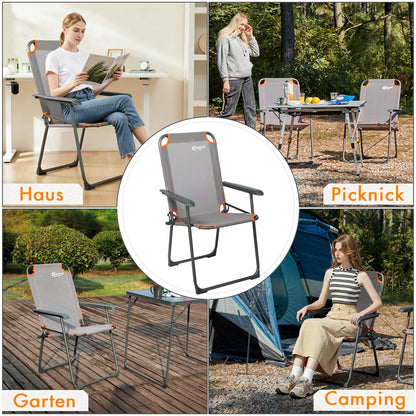 Portal Camping Klappstuhl faltbar 150kg Orange Grau