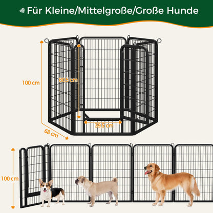 Yaheetech Welpenauslauf 6-teilig – 100cm hoch, faltbar mit Tür